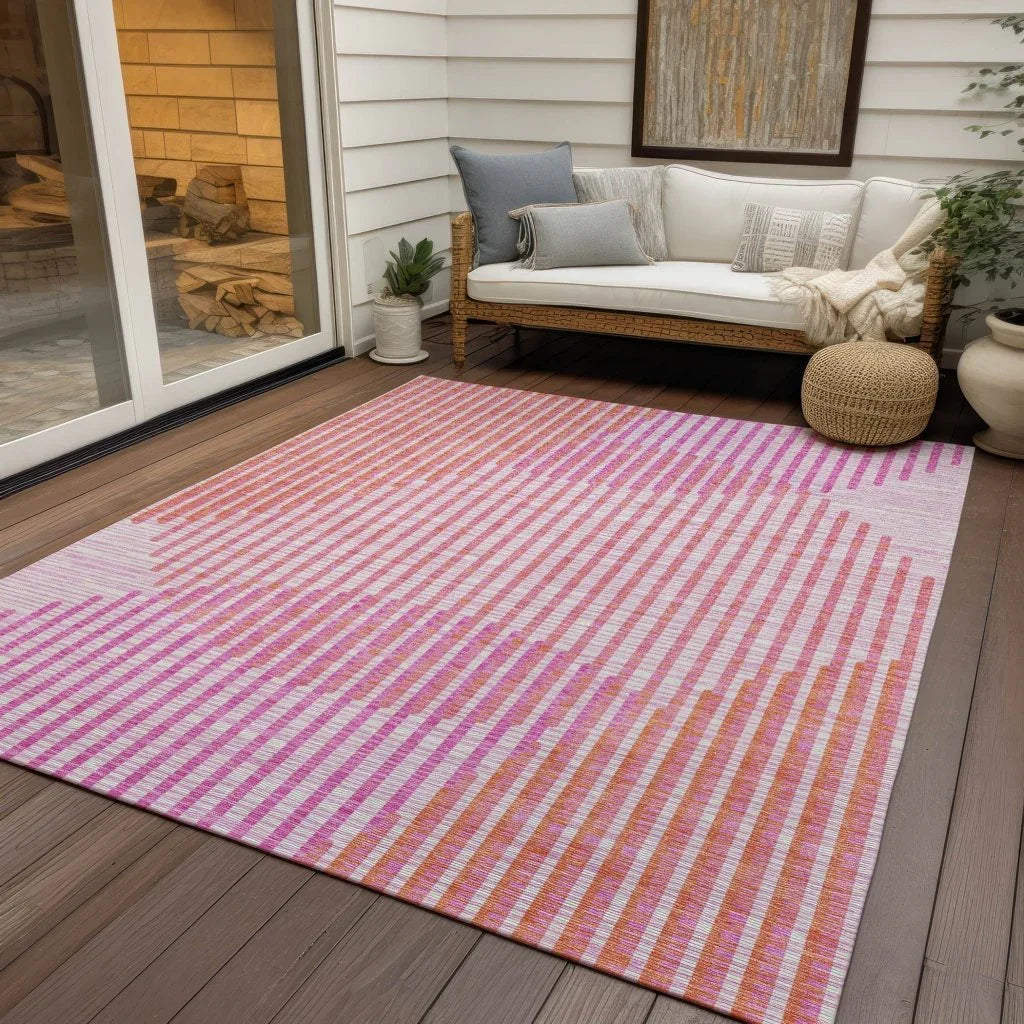 LOOMLAN Rugs Elowen Pink Washable Indoor-Outdoor Rug