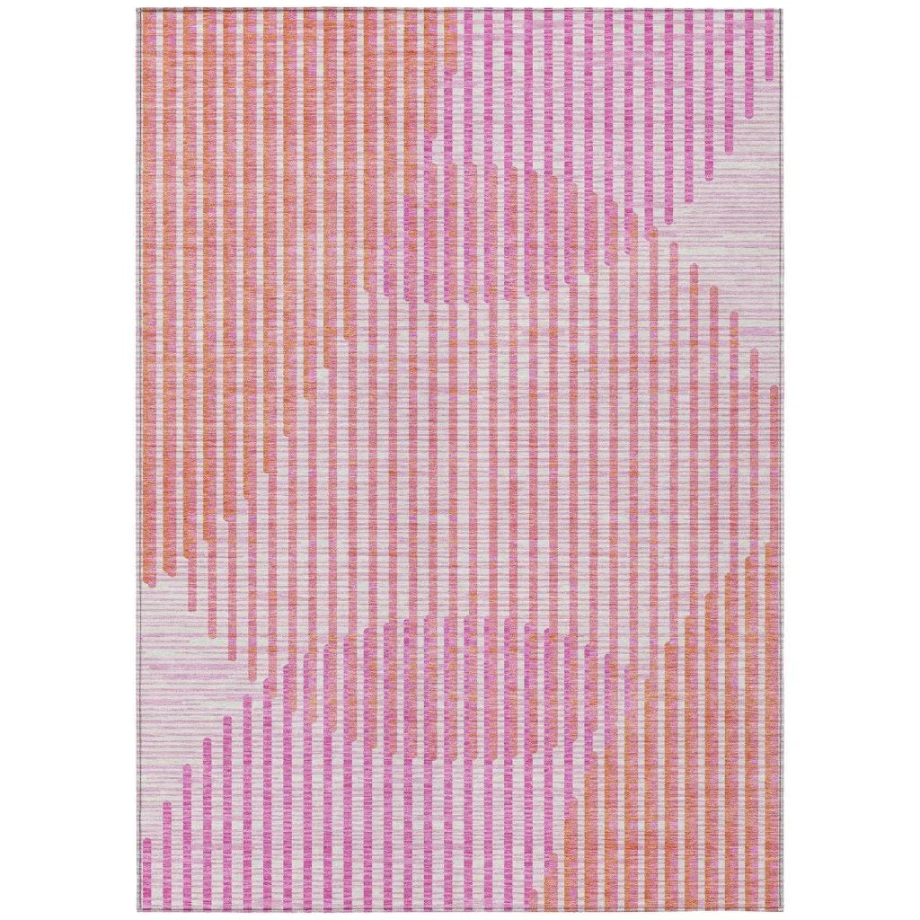 LOOMLAN Rugs Elowen Pink Washable Indoor-Outdoor Rug