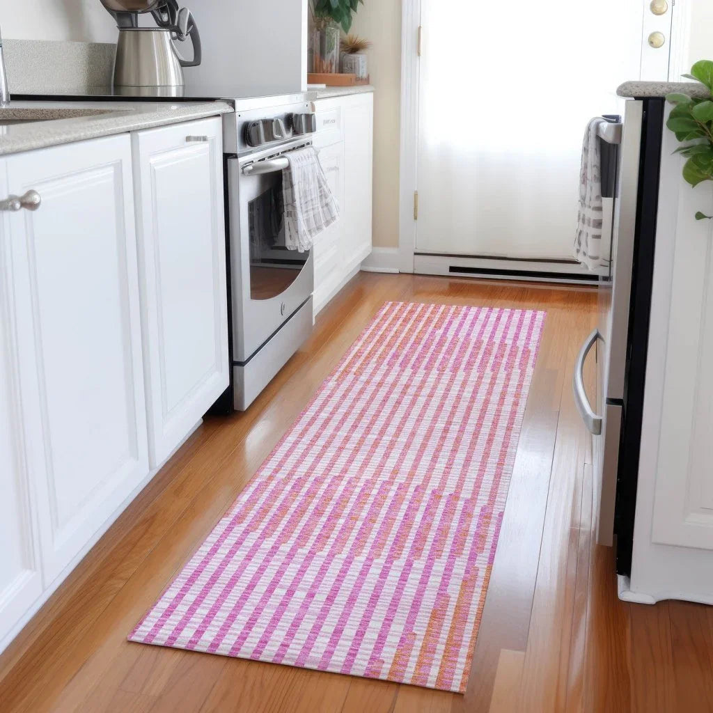 LOOMLAN Rugs Elowen Pink Washable Indoor-Outdoor Rug