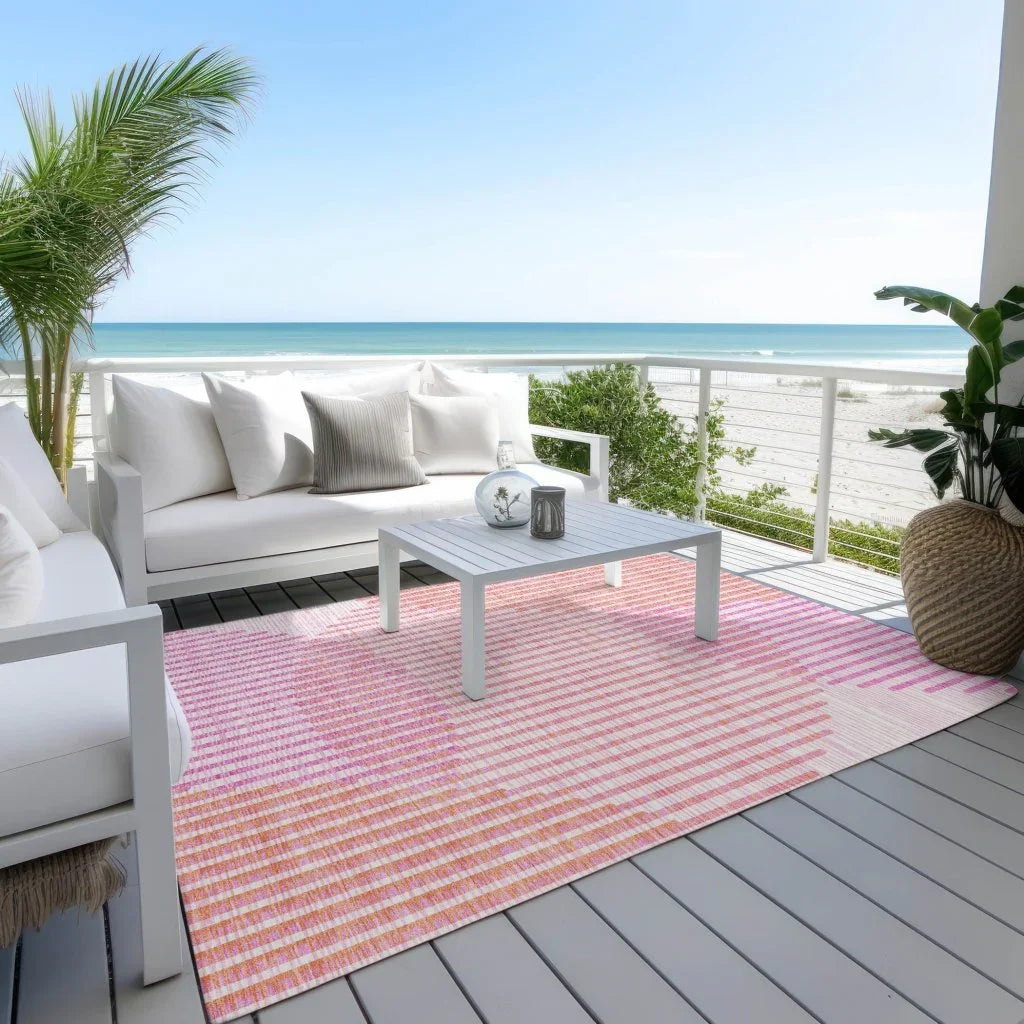 LOOMLAN Rugs Elowen Pink Washable Indoor-Outdoor Rug