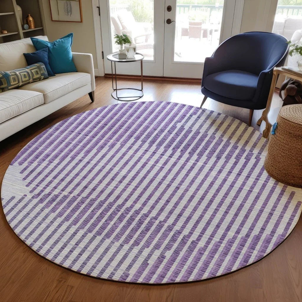LOOMLAN Rugs Elowen Purple Washable Indoor-Outdoor Rug