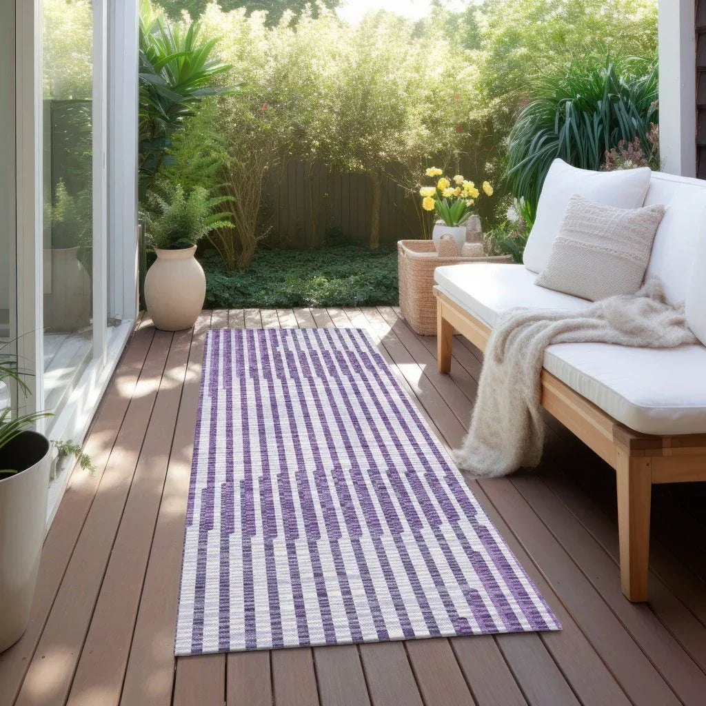 LOOMLAN Rugs Elowen Purple Washable Indoor-Outdoor Rug