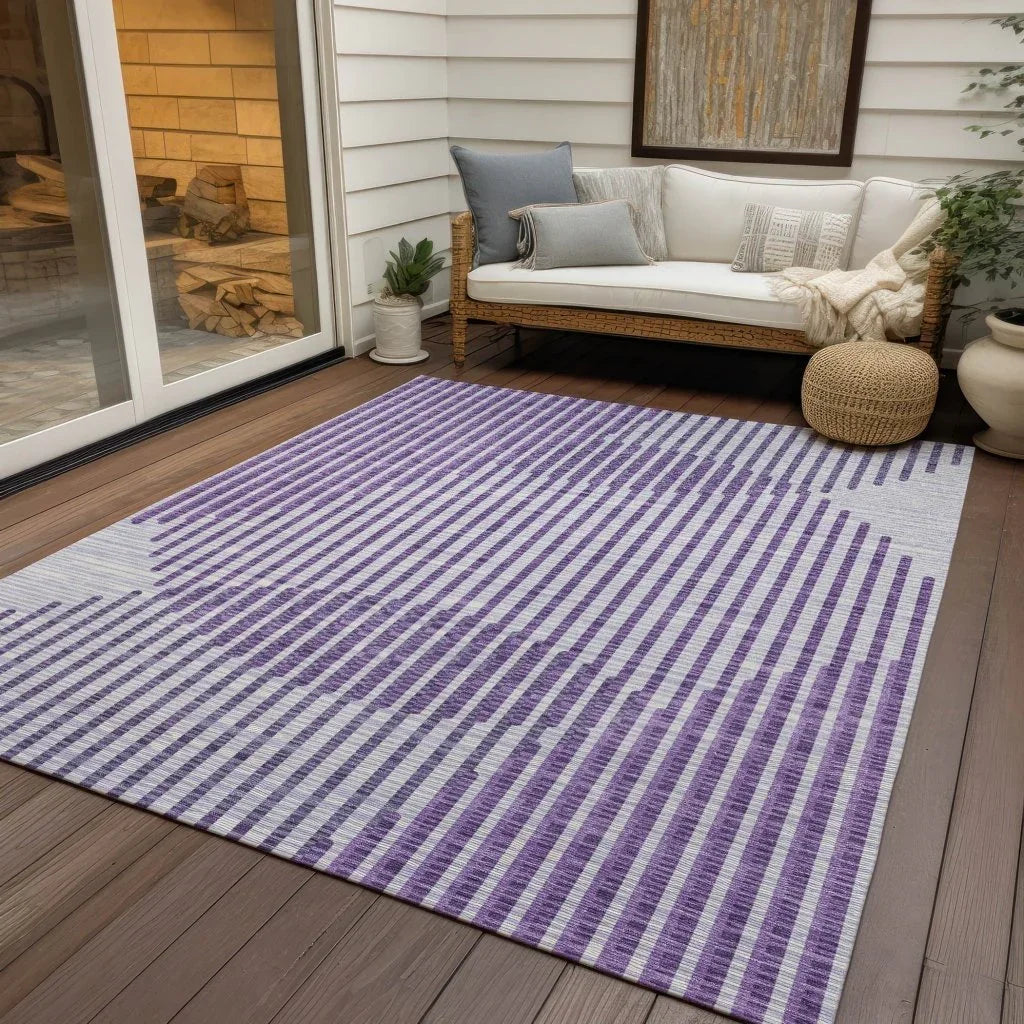 LOOMLAN Rugs Elowen Purple Washable Indoor-Outdoor Rug
