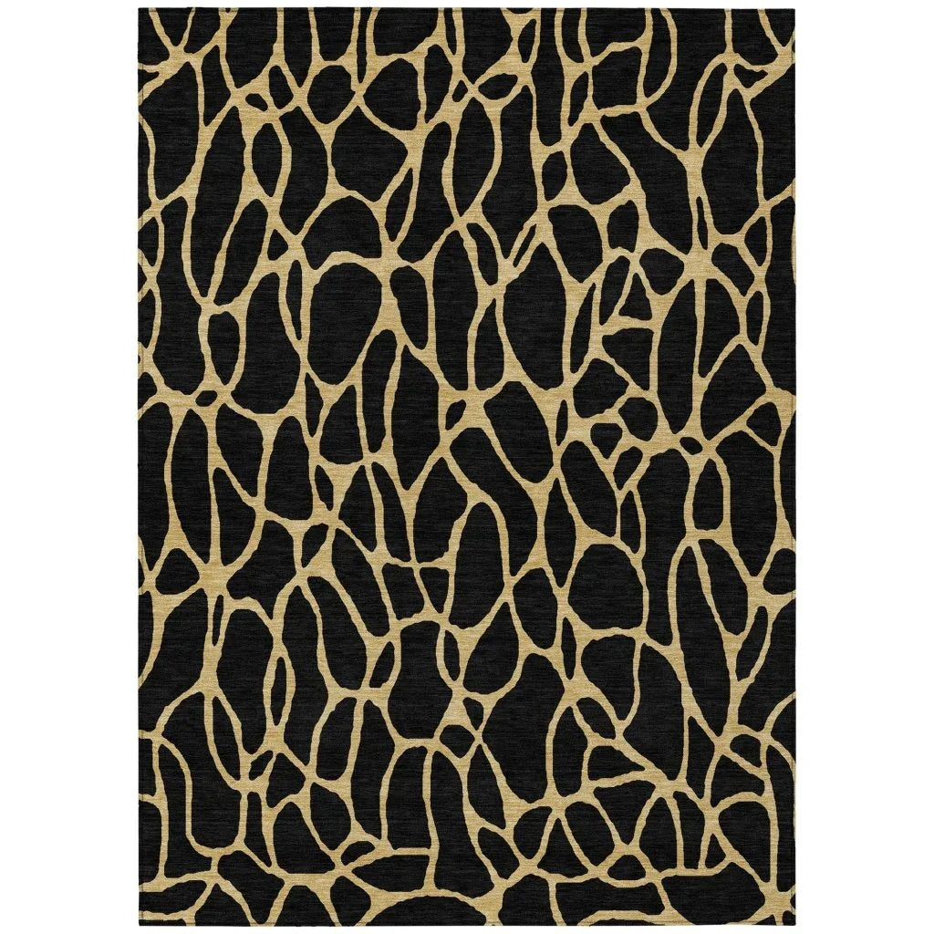 LOOMLAN Rugs Elowira Black Washable Indoor-Outdoor Rug
