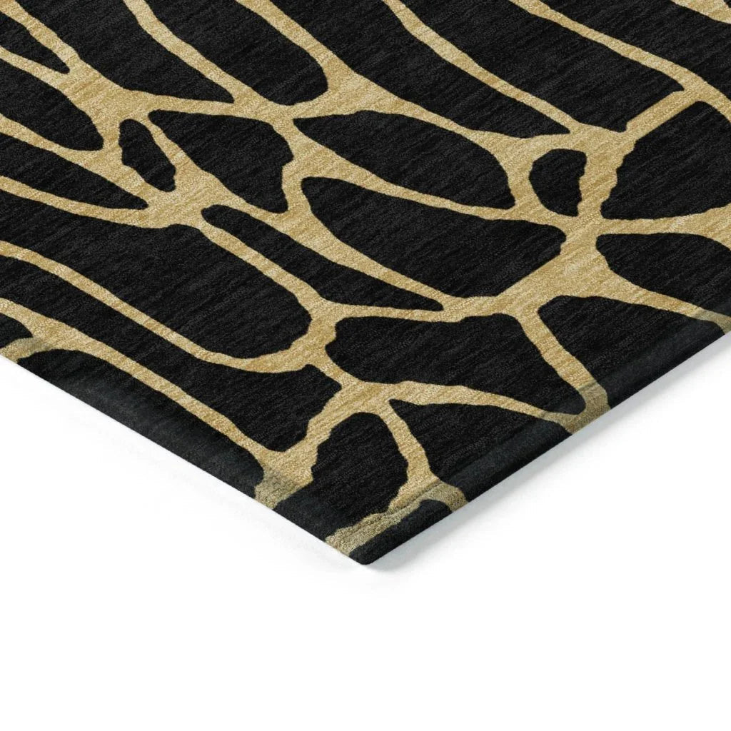 LOOMLAN Rugs Elowira Black Washable Indoor-Outdoor Rug