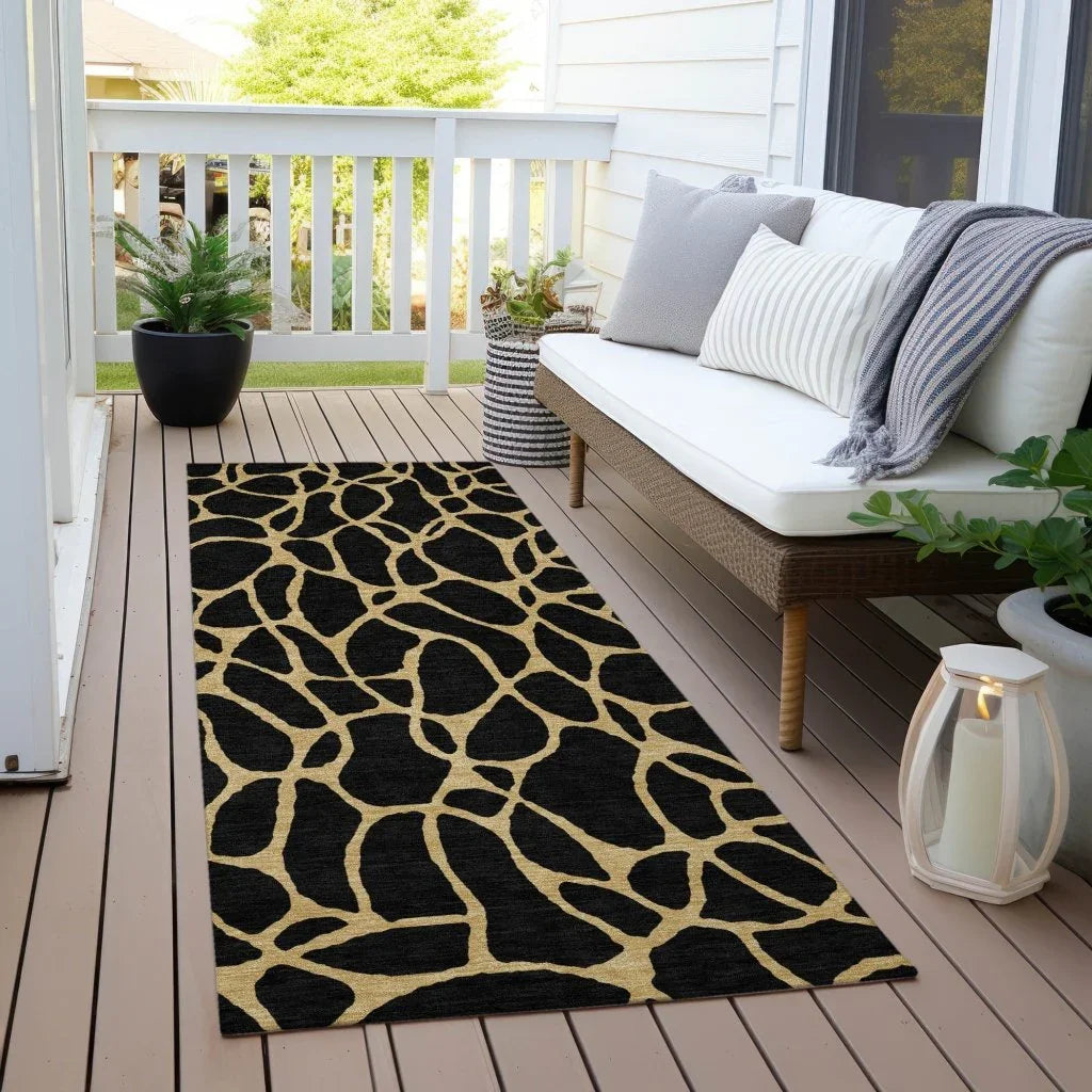 LOOMLAN Rugs Elowira Black Washable Indoor-Outdoor Rug