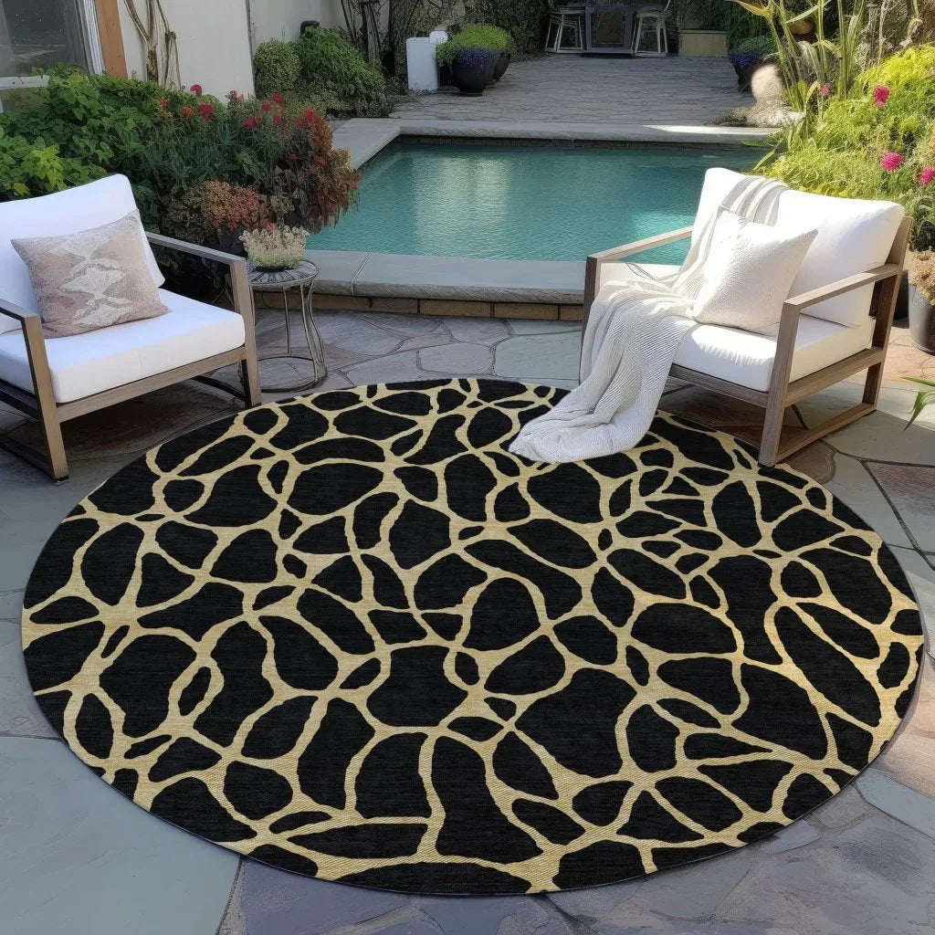 LOOMLAN Rugs Elowira Black Washable Indoor-Outdoor Rug