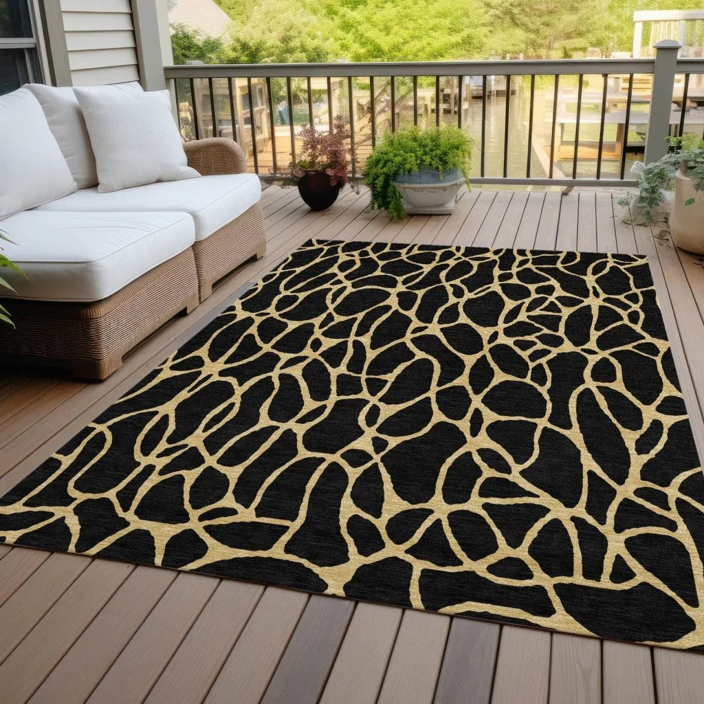 LOOMLAN Rugs Elowira Black Washable Indoor-Outdoor Rug