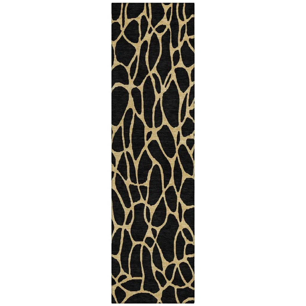 LOOMLAN Rugs Elowira Black Washable Indoor-Outdoor Rug