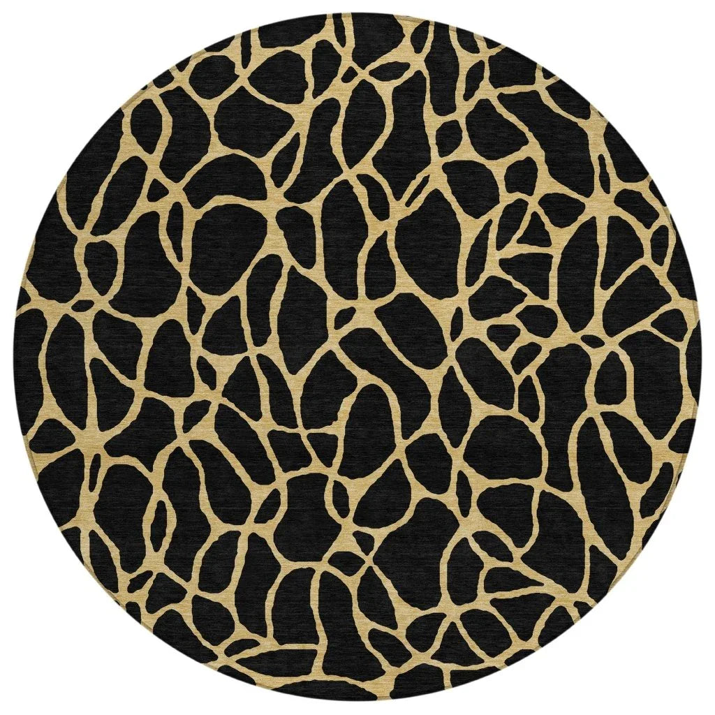 LOOMLAN Rugs Elowira Black Washable Indoor-Outdoor Rug