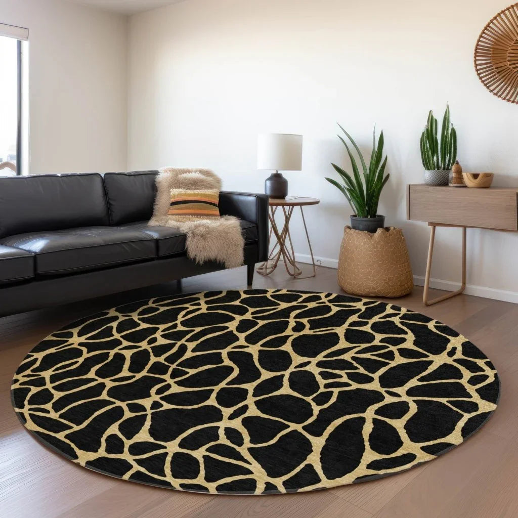 LOOMLAN Rugs Elowira Black Washable Indoor-Outdoor Rug