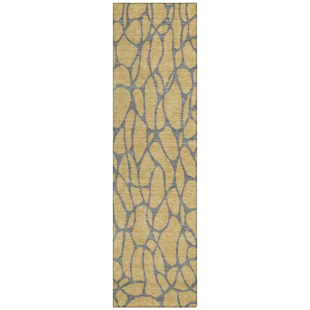 LOOMLAN Rugs Elowira Gold Washable Indoor-Outdoor Rug