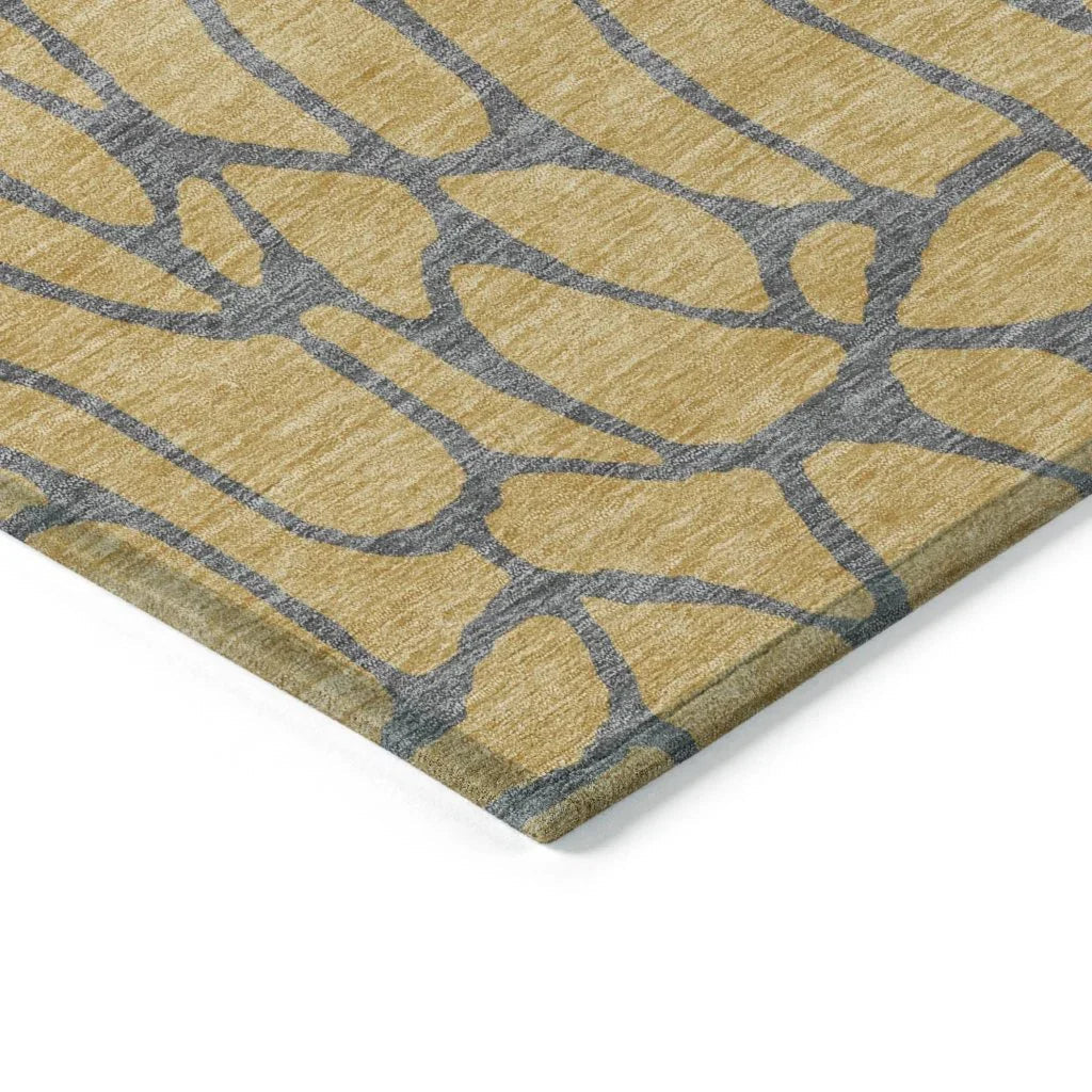 LOOMLAN Rugs Elowira Gold Washable Indoor-Outdoor Rug