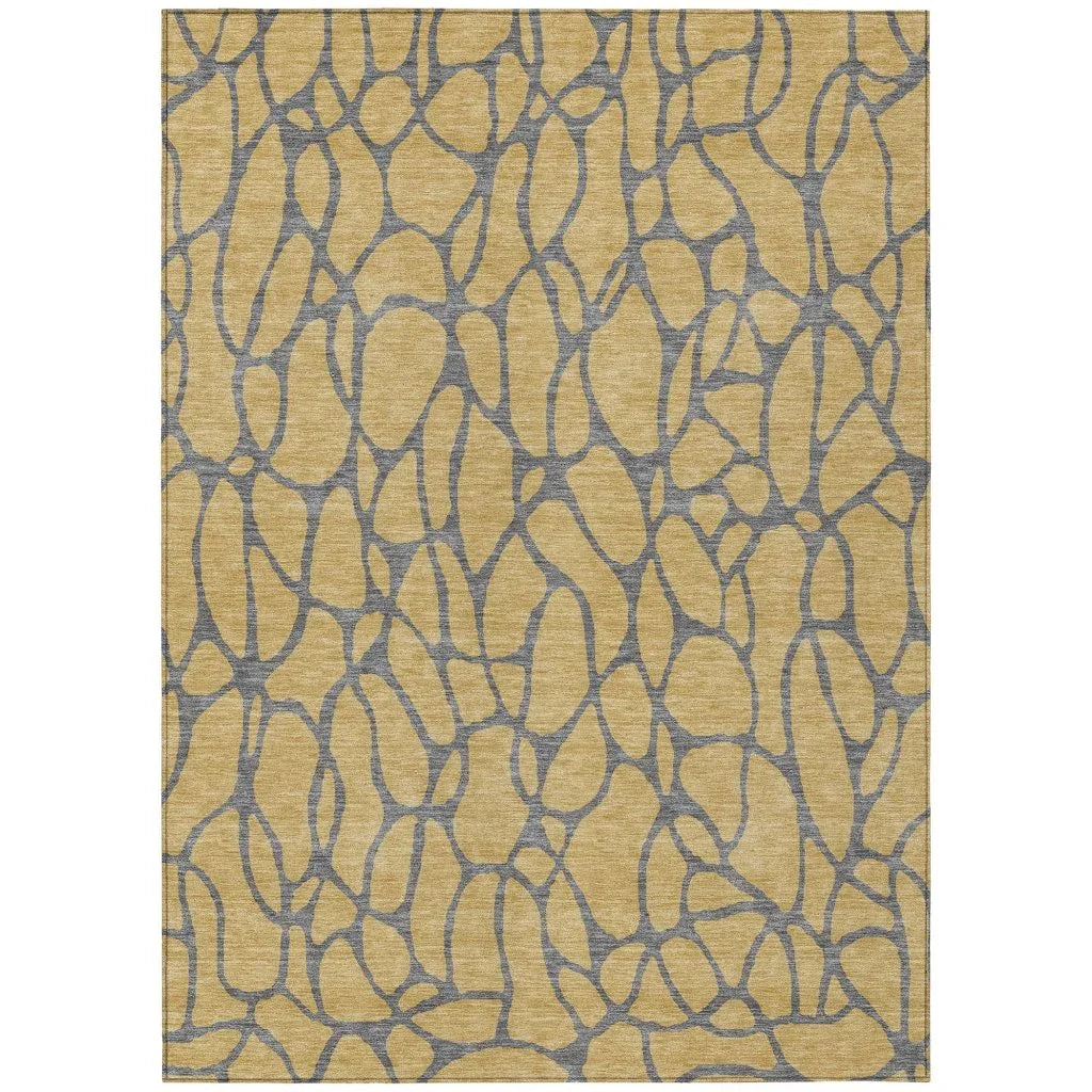 LOOMLAN Rugs Elowira Gold Washable Indoor-Outdoor Rug