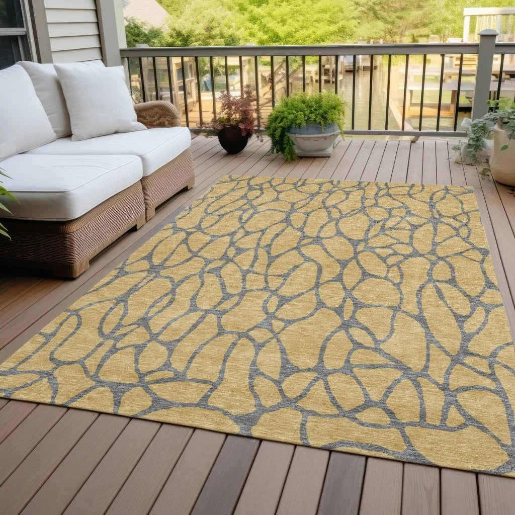 LOOMLAN Rugs Elowira Gold Washable Indoor-Outdoor Rug
