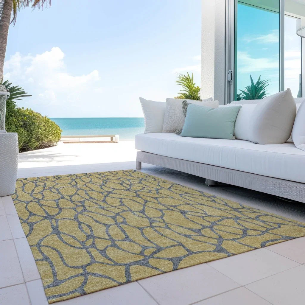 LOOMLAN Rugs Elowira Gold Washable Indoor-Outdoor Rug