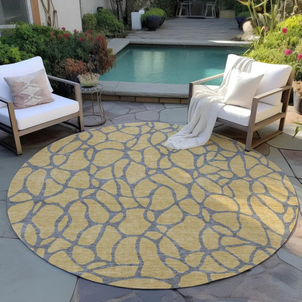 LOOMLAN Rugs Elowira Gold Washable Indoor-Outdoor Rug