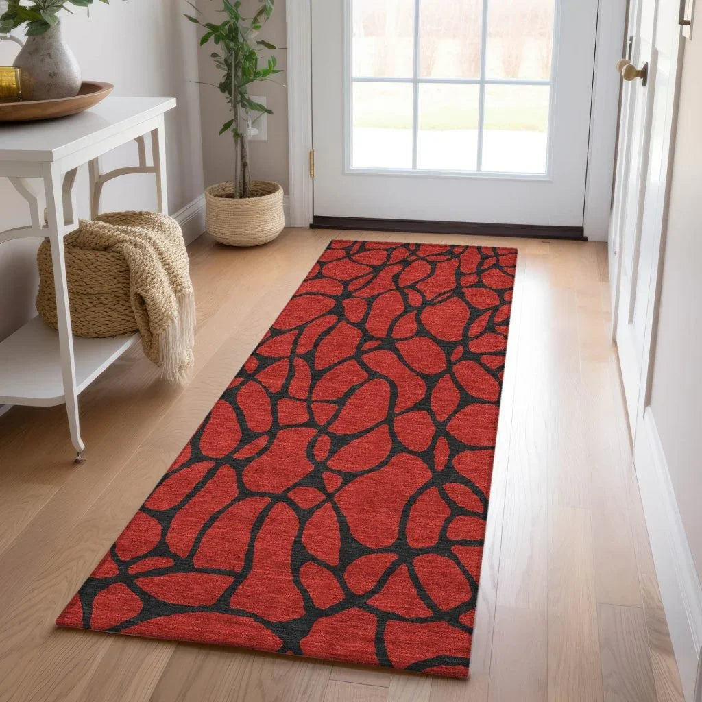 LOOMLAN Rugs Elowira Red Washable Indoor-Outdoor Rug