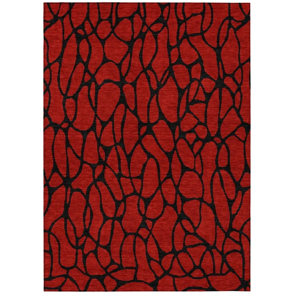 LOOMLAN Rugs Elowira Red Washable Indoor-Outdoor Rug