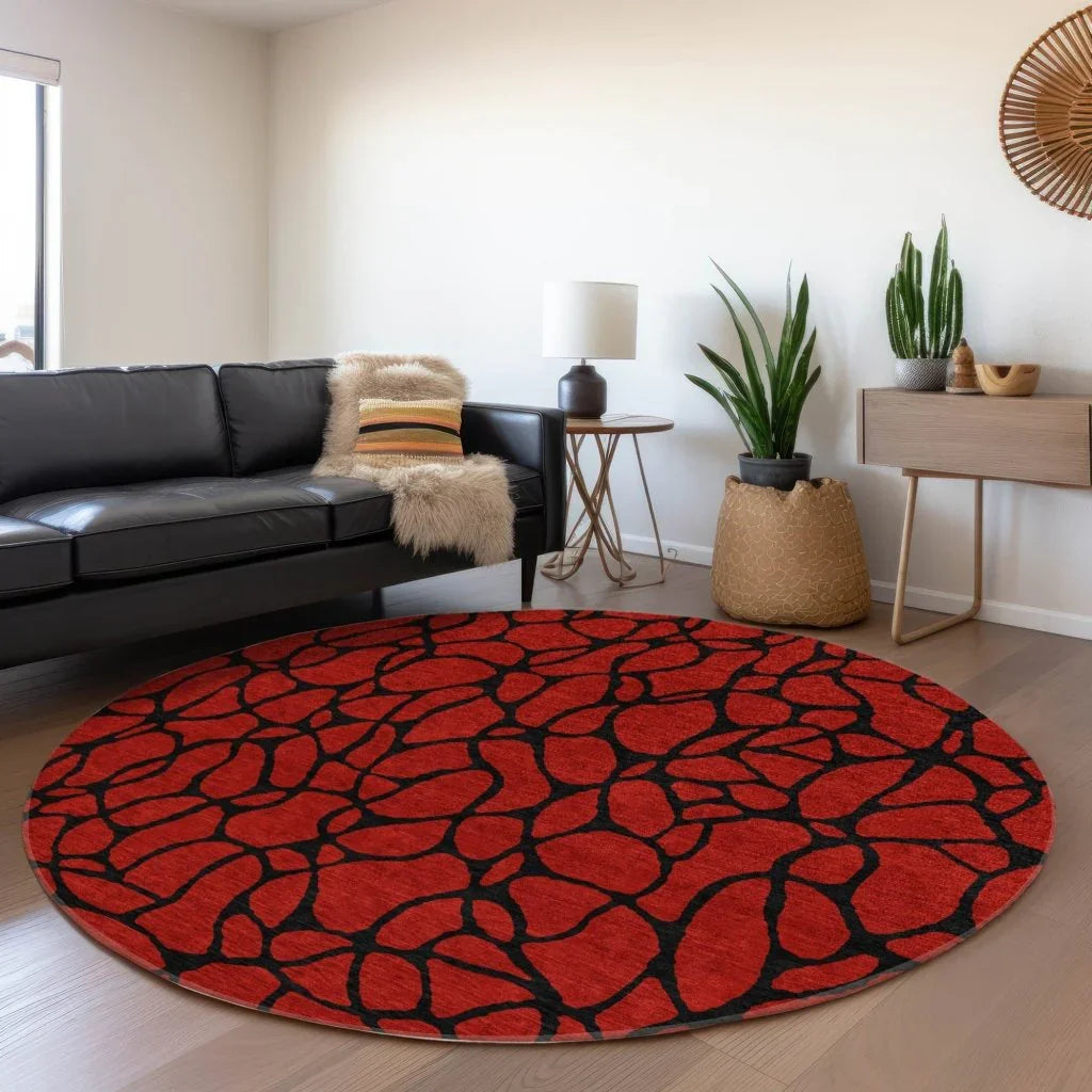 LOOMLAN Rugs Elowira Red Washable Indoor-Outdoor Rug