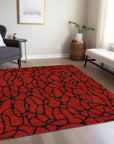 LOOMLAN Rugs Elowira Red Washable Indoor-Outdoor Rug
