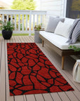 LOOMLAN Rugs Elowira Red Washable Indoor-Outdoor Rug