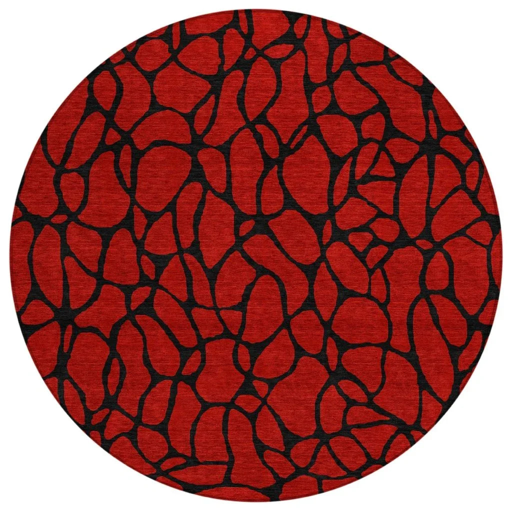 LOOMLAN Rugs Elowira Red Washable Indoor-Outdoor Rug