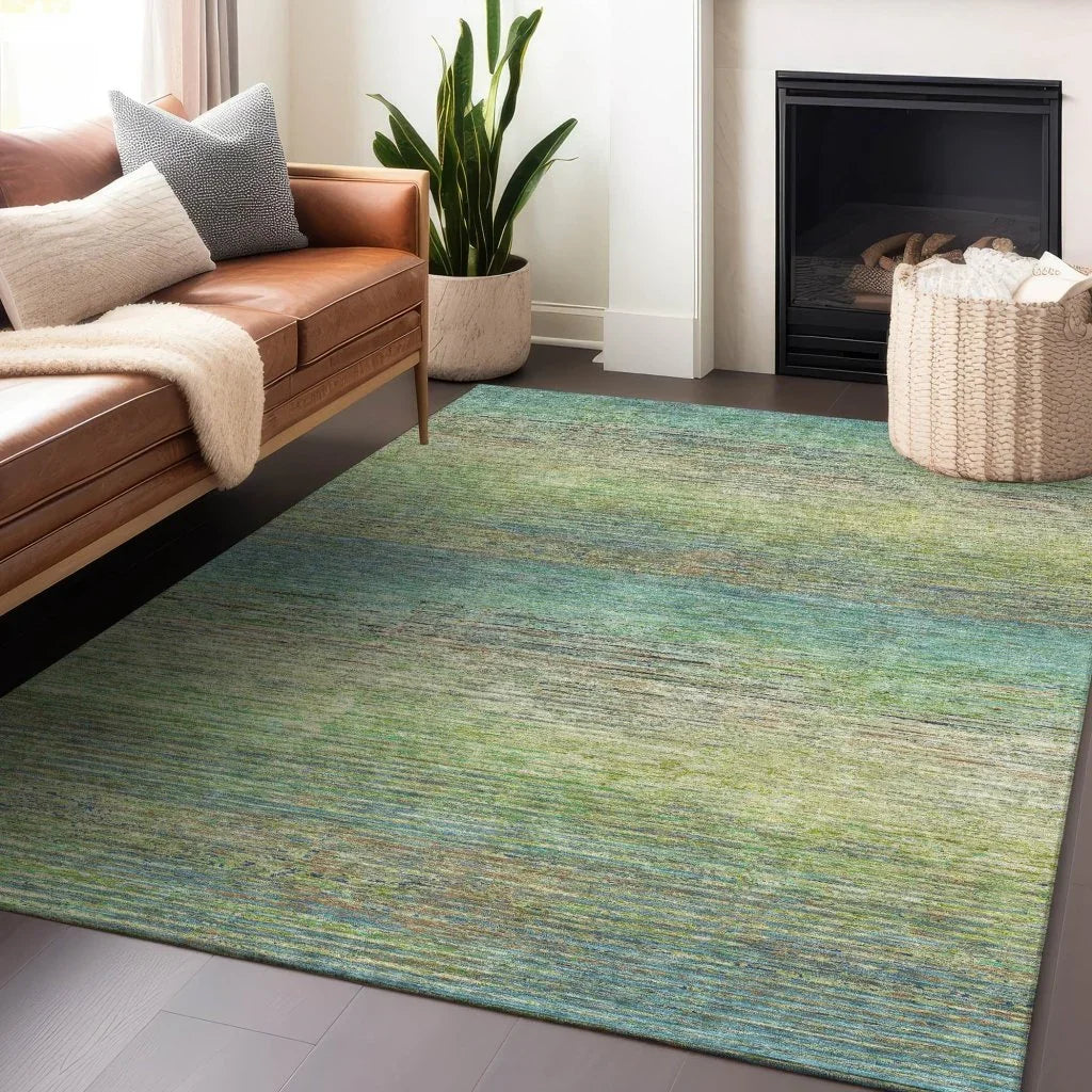 LOOMLAN Rugs Elu Green Washable Indoor-Outdoor Rug