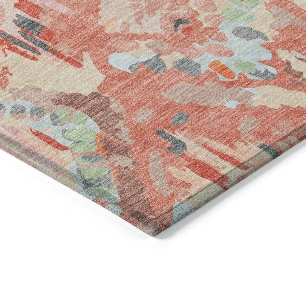 LOOMLAN Rugs Elyndra Orange Washable Indoor-Outdoor Rug