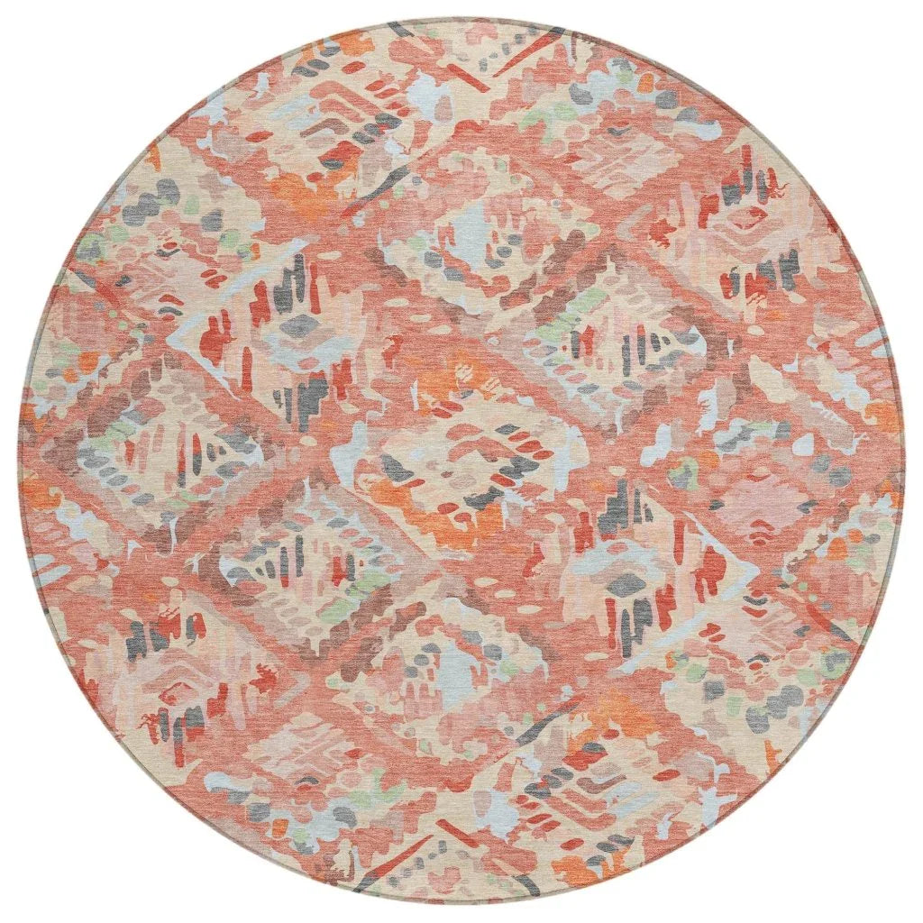 LOOMLAN Rugs Elyndra Orange Washable Indoor-Outdoor Rug