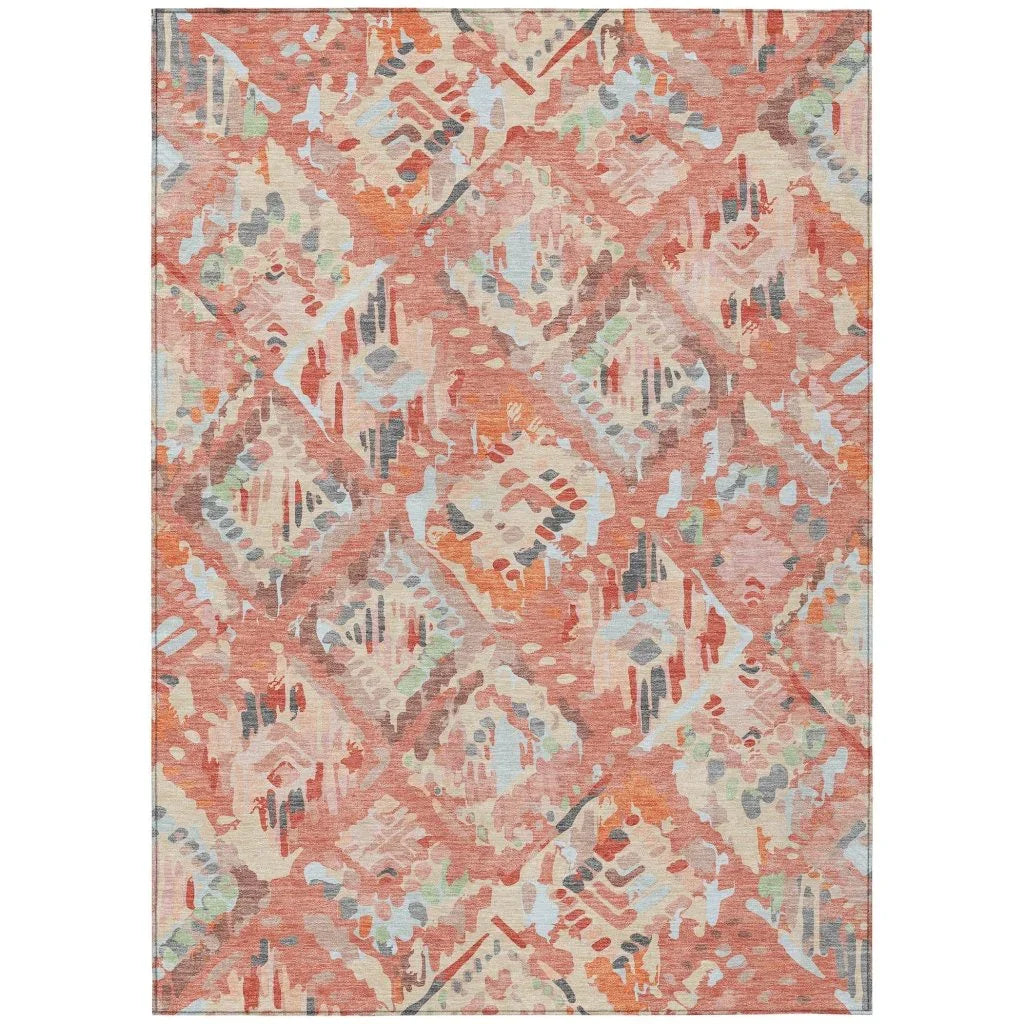 LOOMLAN Rugs Elyndra Orange Washable Indoor-Outdoor Rug