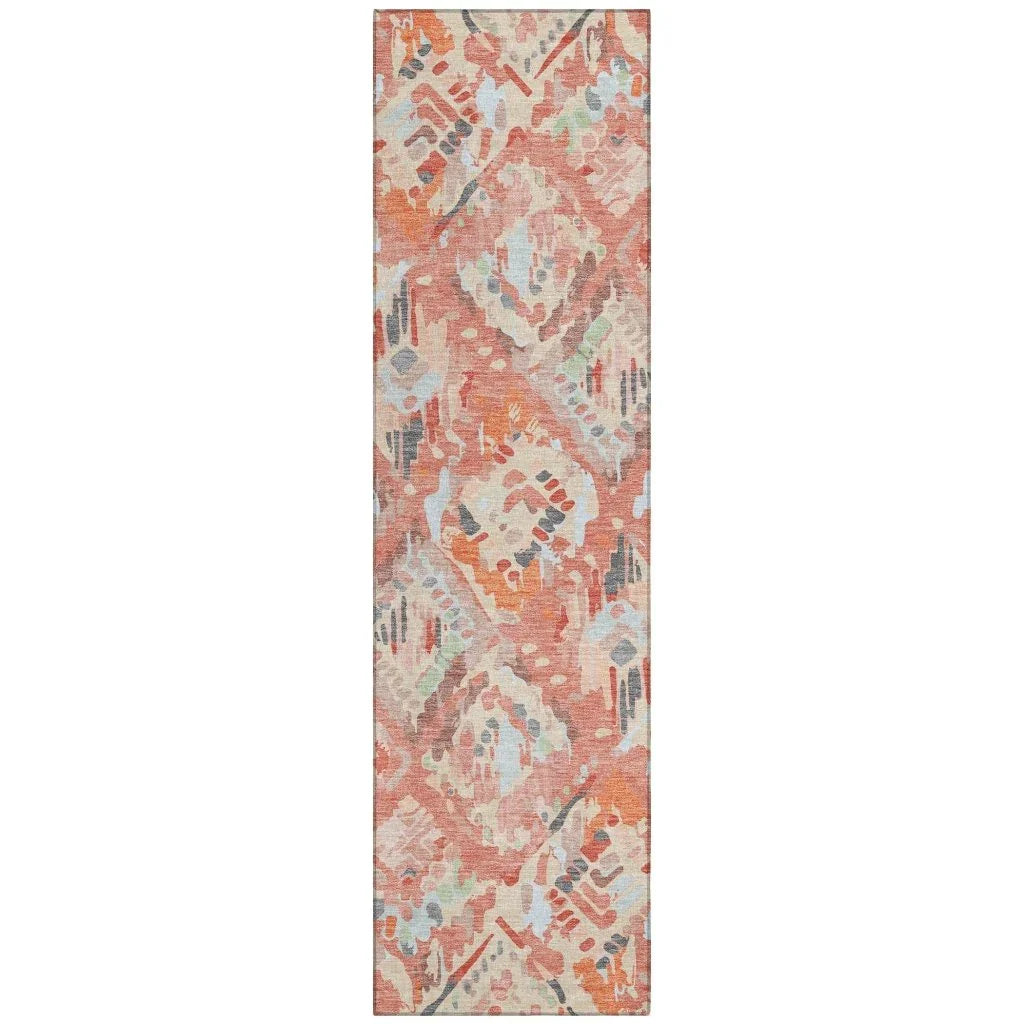 LOOMLAN Rugs Elyndra Orange Washable Indoor-Outdoor Rug