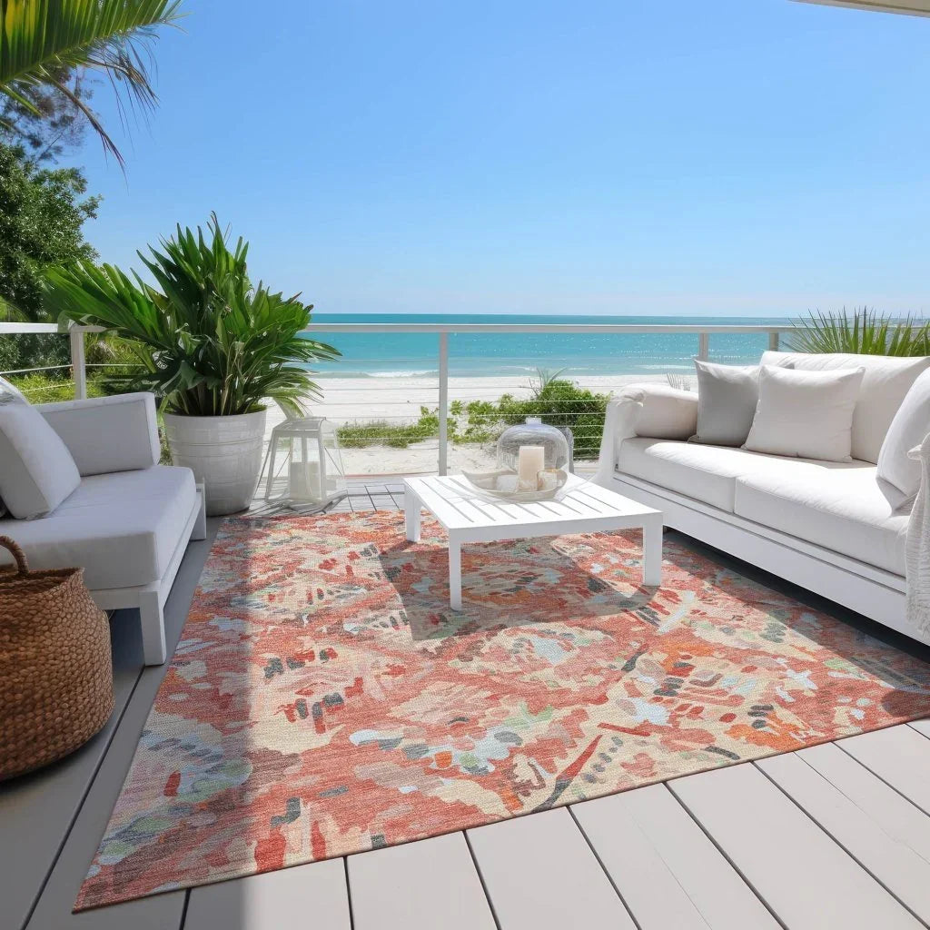 LOOMLAN Rugs Elyndra Orange Washable Indoor-Outdoor Rug