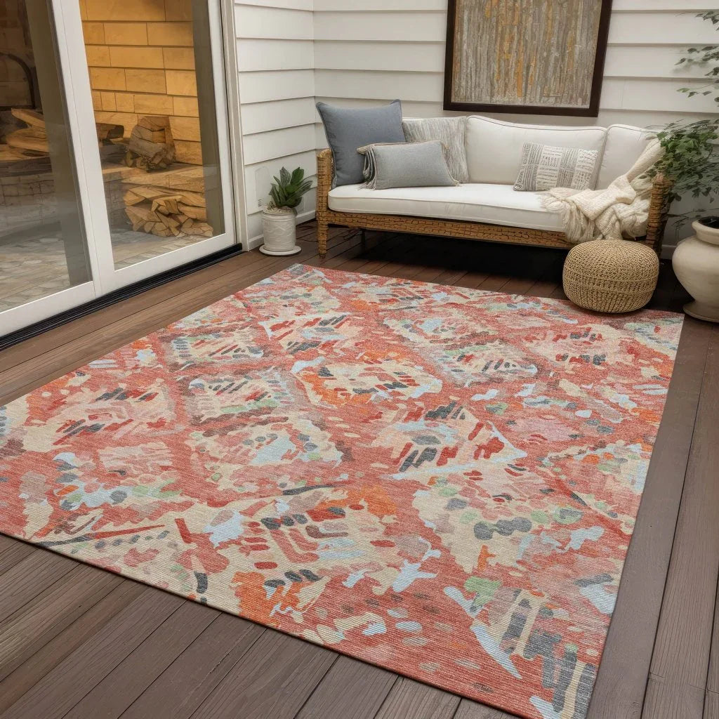 LOOMLAN Rugs Elyndra Orange Washable Indoor-Outdoor Rug