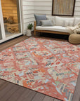 LOOMLAN Rugs Elyndra Orange Washable Indoor-Outdoor Rug