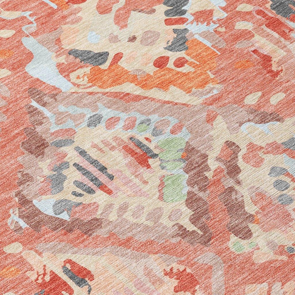 LOOMLAN Rugs Elyndra Orange Washable Indoor-Outdoor Rug