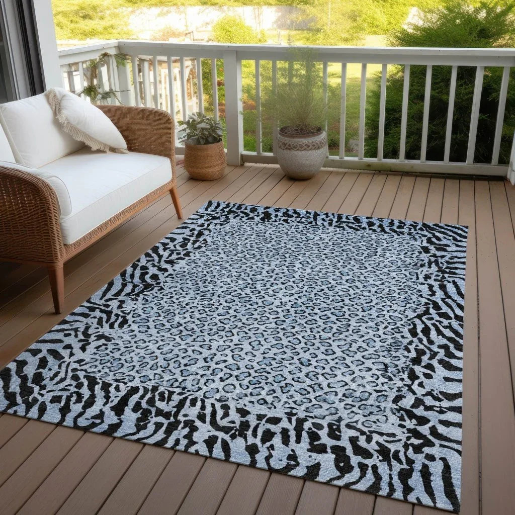 LOOMLAN Rugs Elyvia Blue Washable Indoor-Outdoor Rug