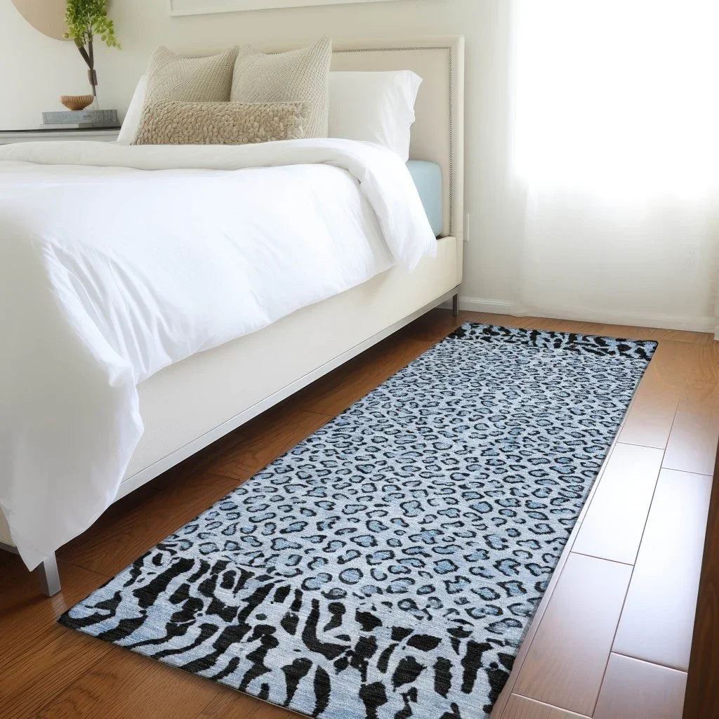 LOOMLAN Rugs Elyvia Blue Washable Indoor-Outdoor Rug