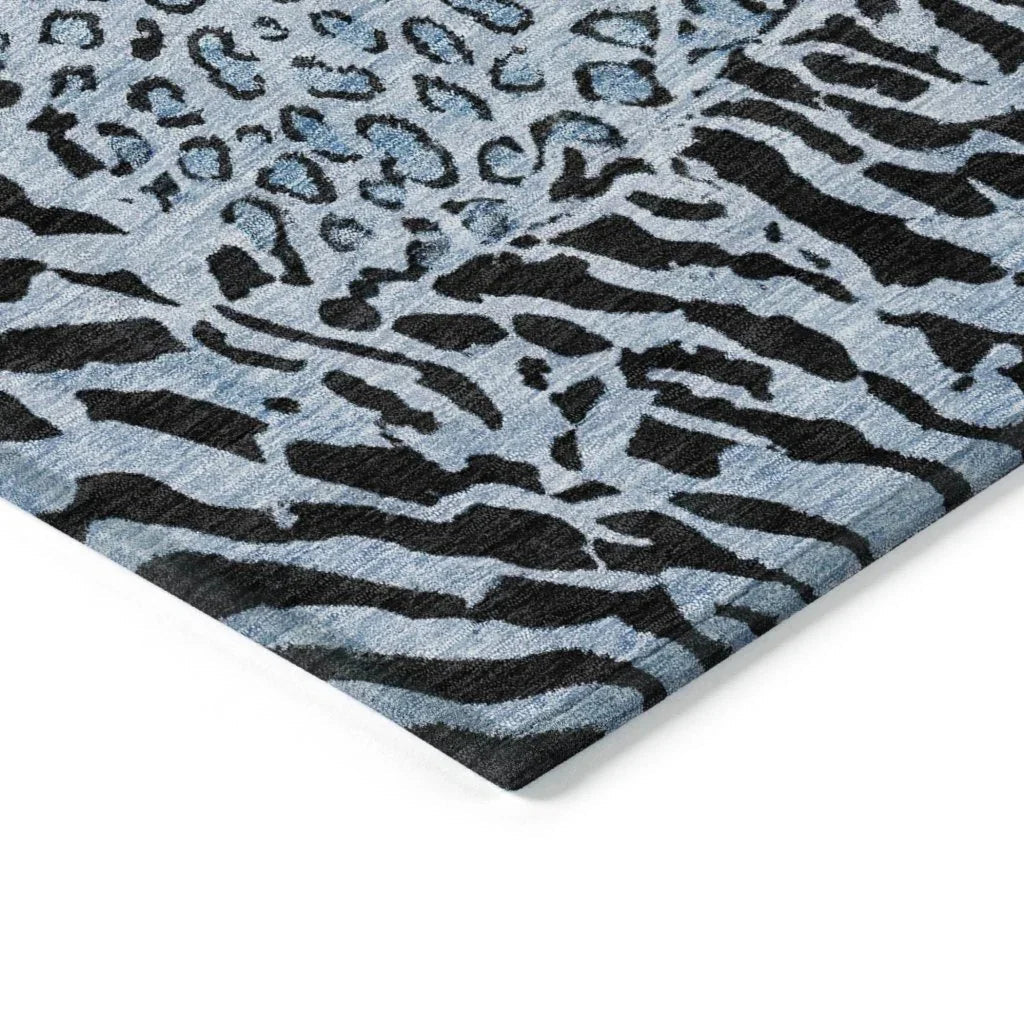 LOOMLAN Rugs Elyvia Blue Washable Indoor-Outdoor Rug