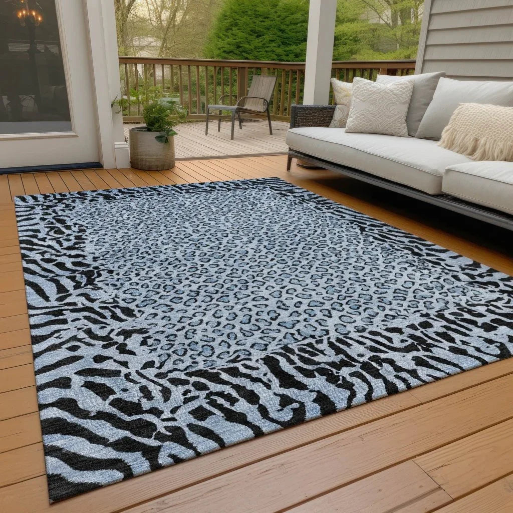 LOOMLAN Rugs Elyvia Blue Washable Indoor-Outdoor Rug
