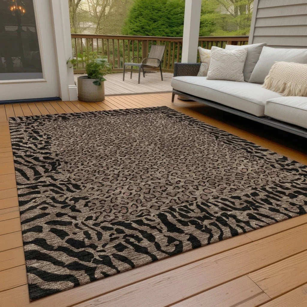 LOOMLAN Rugs Elyvia Brown Washable Indoor-Outdoor Rug