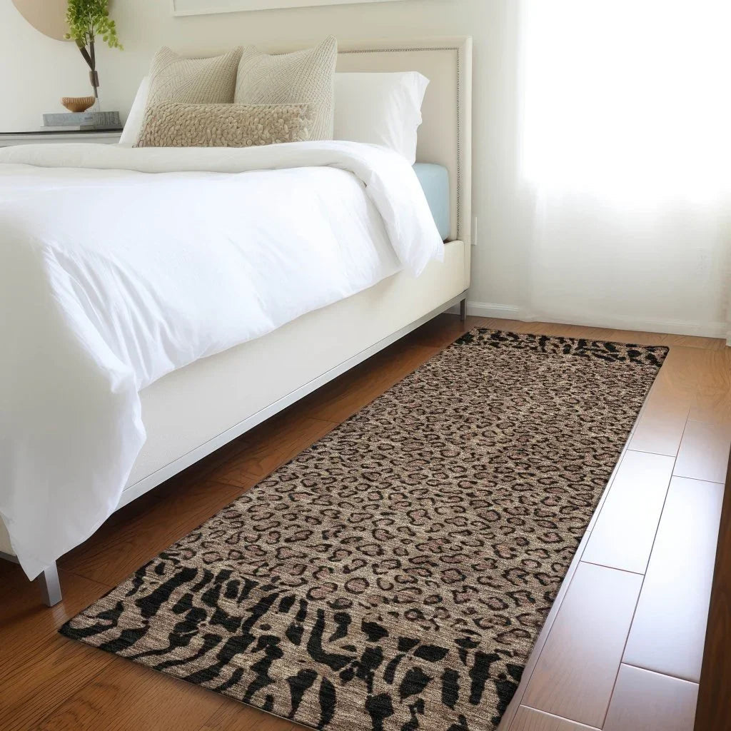 LOOMLAN Rugs Elyvia Brown Washable Indoor-Outdoor Rug