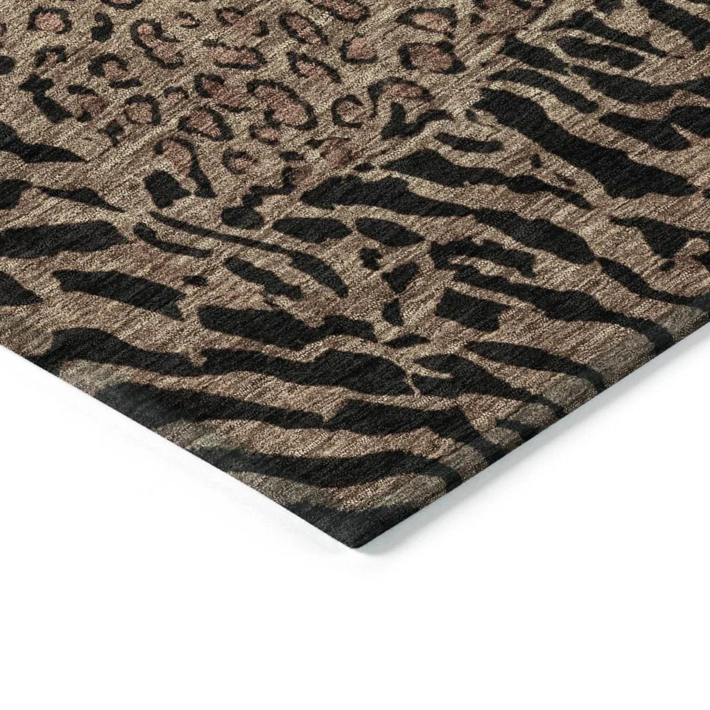 LOOMLAN Rugs Elyvia Brown Washable Indoor-Outdoor Rug