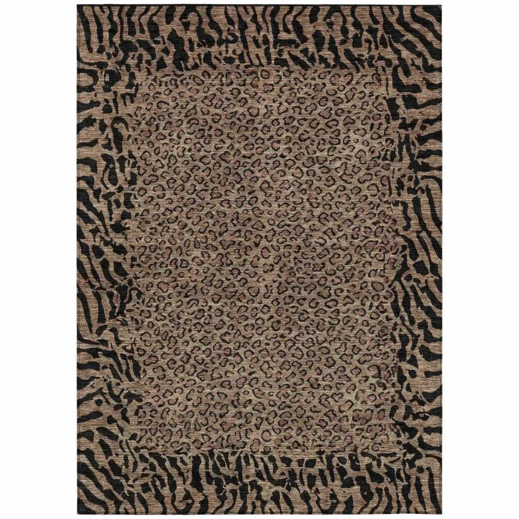 LOOMLAN Rugs Elyvia Brown Washable Indoor-Outdoor Rug