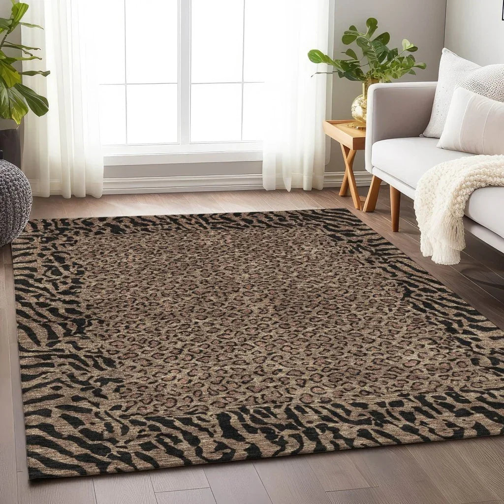 LOOMLAN Rugs Elyvia Brown Washable Indoor-Outdoor Rug