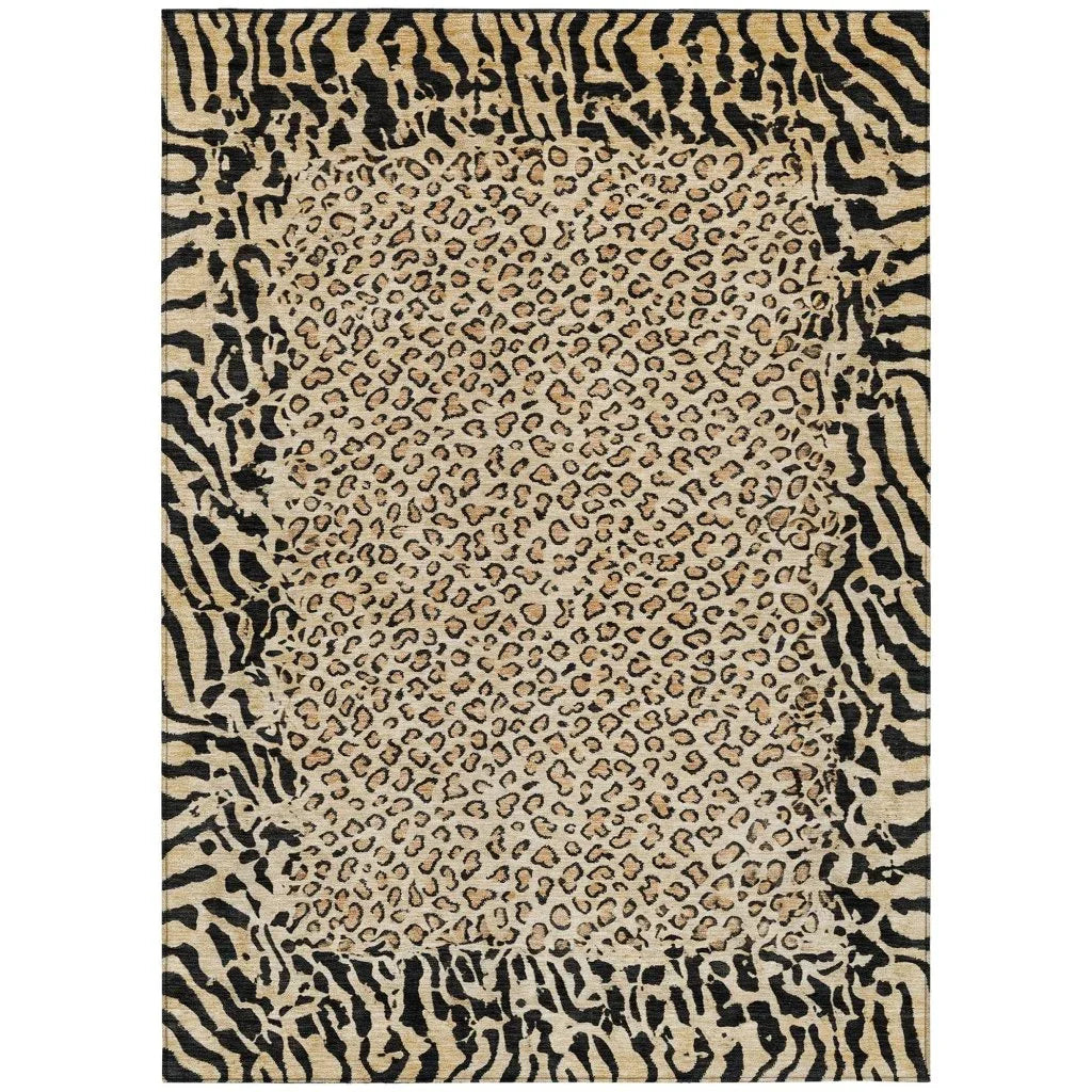 LOOMLAN Rugs Elyvia Gold Washable Indoor-Outdoor Rug