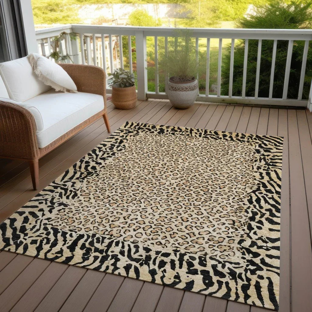 LOOMLAN Rugs Elyvia Gold Washable Indoor-Outdoor Rug