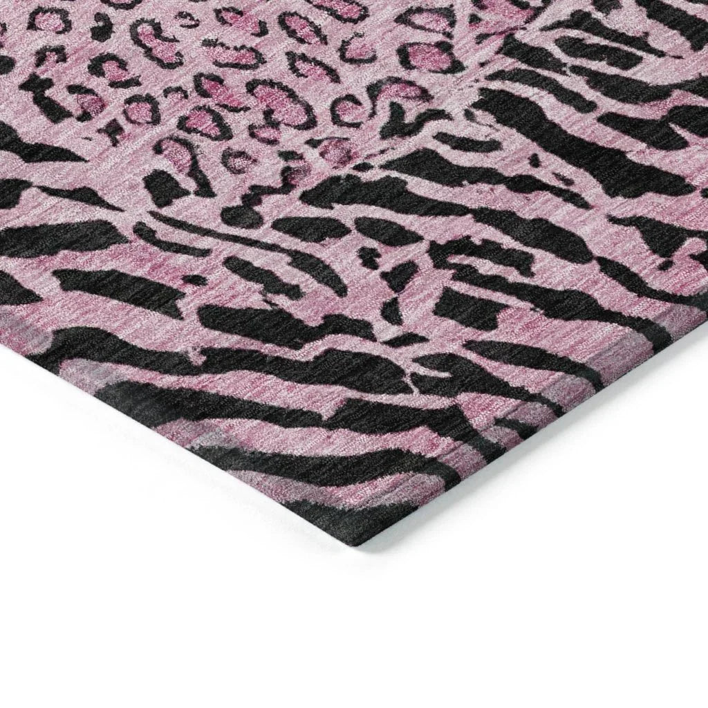 LOOMLAN Rugs Elyvia Pink Washable Indoor-Outdoor Rug