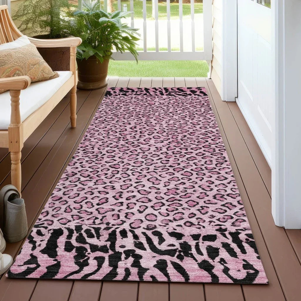 LOOMLAN Rugs Elyvia Pink Washable Indoor-Outdoor Rug