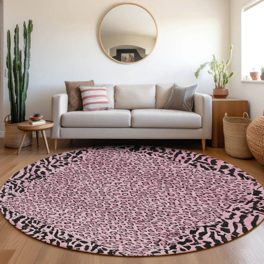LOOMLAN Rugs Elyvia Pink Washable Indoor-Outdoor Rug